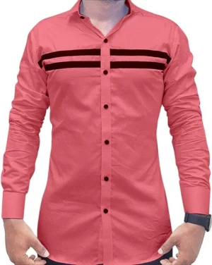 Men Striped Regular Fit Shirt with Cutaway Collar - Image 2