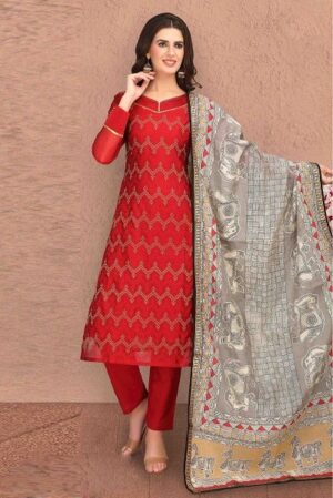 Banarasi Chanderi Red Dupatta