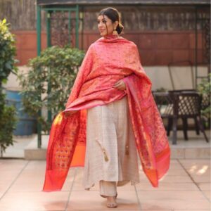 Red Karigar Korner Banarasi Jacquard Dupatta