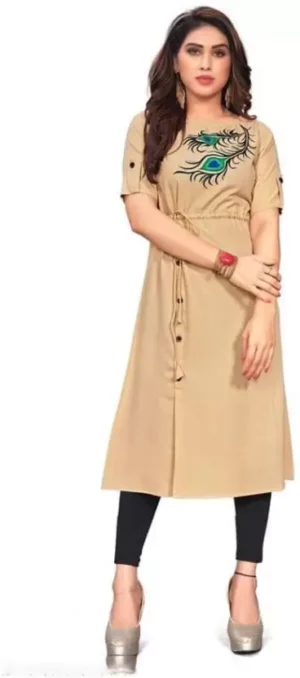 Women Printed Cotton Blend A-line Kurta  (Pink) - Image 3
